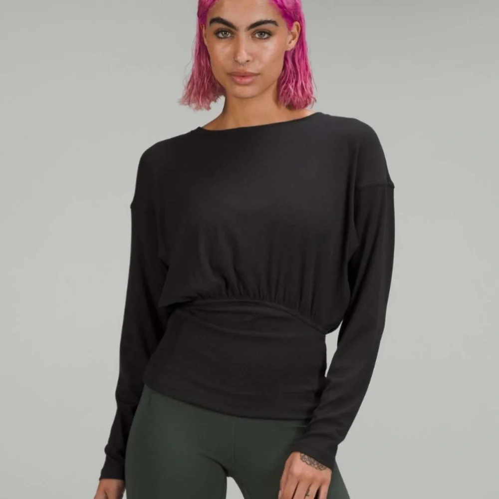 Lululemon Athletica Black Ribbed Modal Silk Blend Long Sleeve Shirt Size 10
